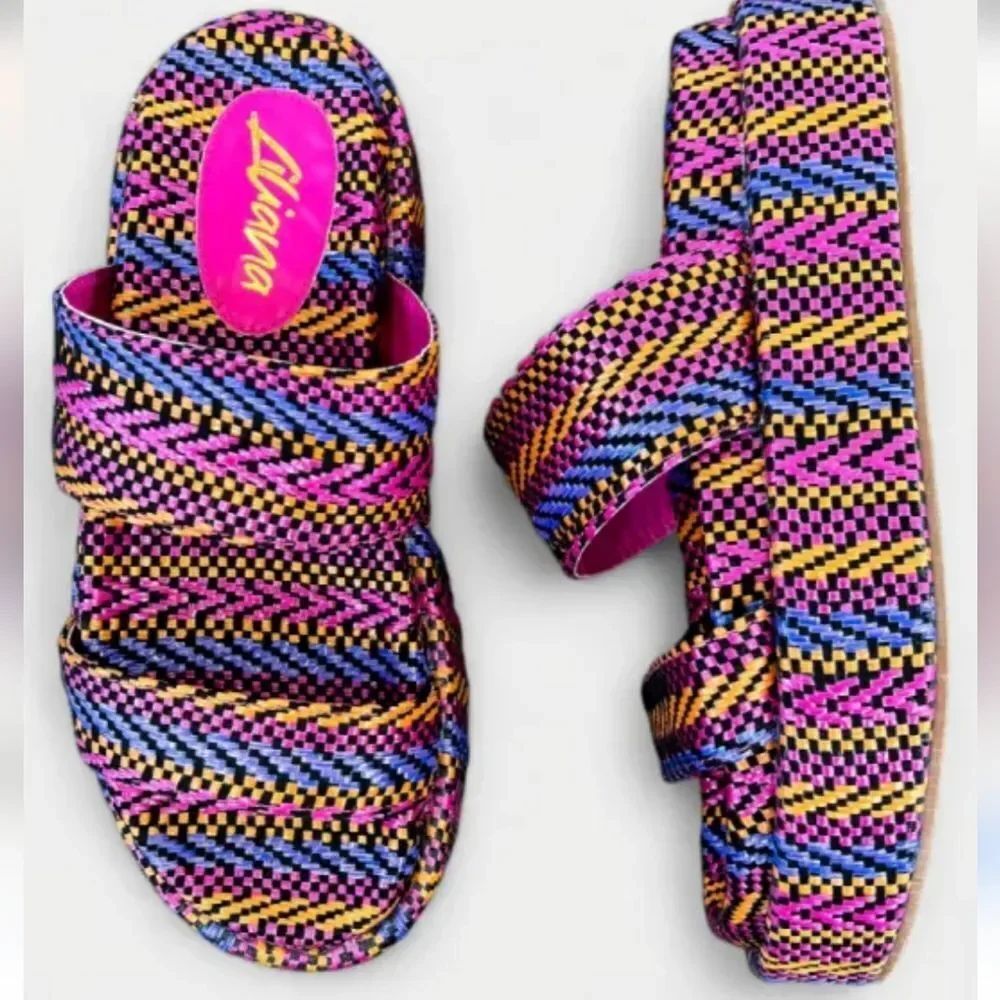 BRAND NEW LILIANA COLORFUL STRAPPY PLATFORM  DOUBLE STRAP SANDAL